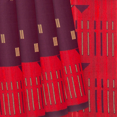 Magenta Handloom Soft Silk Saree With Square Motifs-Magenta