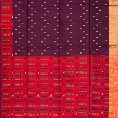 Magenta Handloom Soft Silk Saree With Square Motifs-Magenta