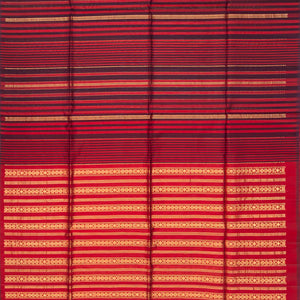 Crimson Handloom Soft Silk Saree With Meena Stripes-Crimson