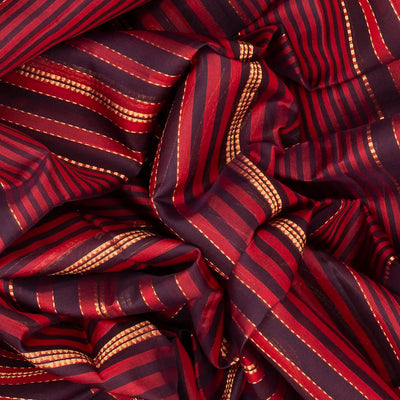 Crimson Handloom Soft Silk Saree With Meena Stripes-Crimson