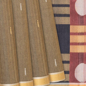 Taupe Handloom Soft Silk Saree With Stripes-Taupe