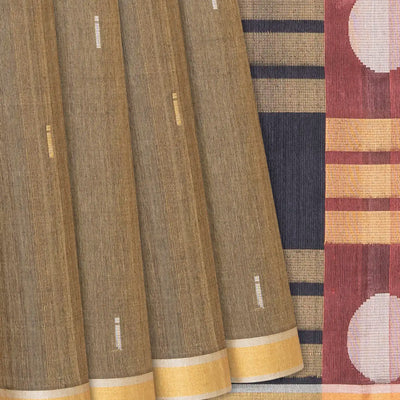 Taupe Handloom Soft Silk Saree With Stripes-Taupe