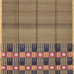 Taupe Handloom Soft Silk Saree With Stripes-Taupe