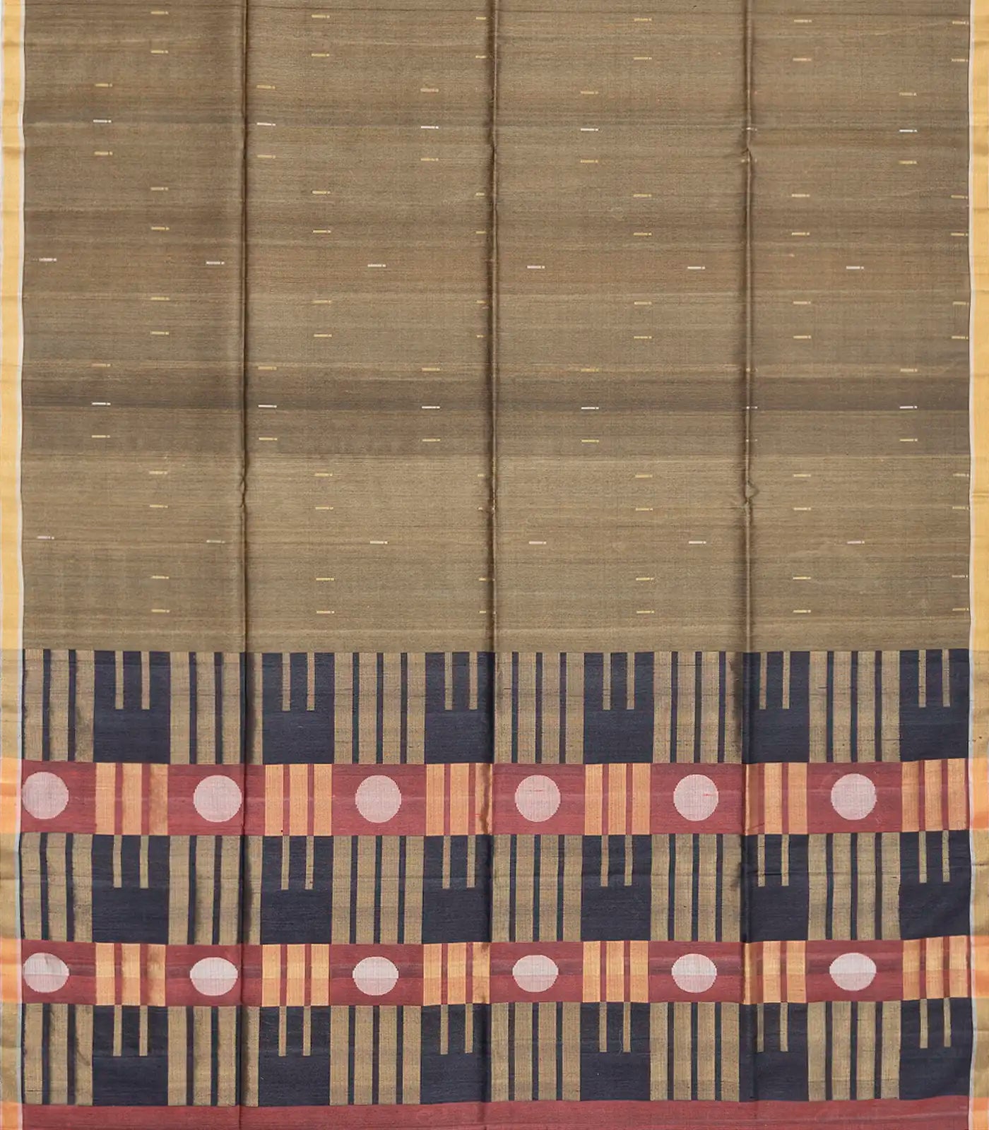 Taupe Handloom Soft Silk Saree With Stripes-Taupe