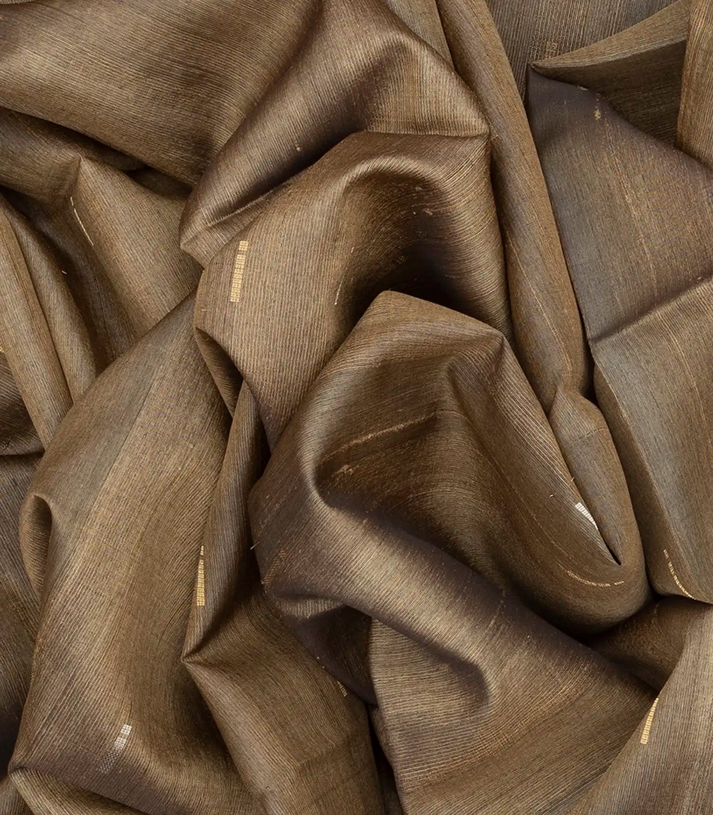 Taupe Handloom Soft Silk Saree With Stripes-Taupe