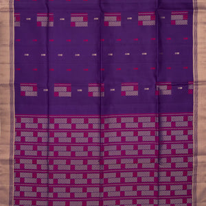 Purple Handloom Soft Silk Saree With Square Buttas-Purple