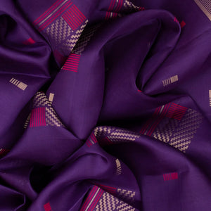 Purple Handloom Soft Silk Saree With Square Buttas-Purple