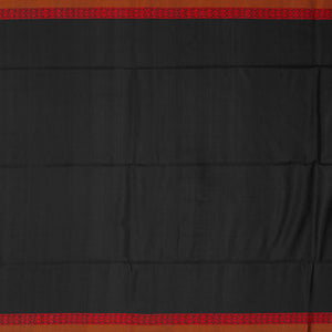 Black Handloom Soft Silk Saree With Geometric Floral Motifs-Black