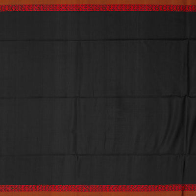 Black Handloom Soft Silk Saree With Geometric Floral Motifs-Black