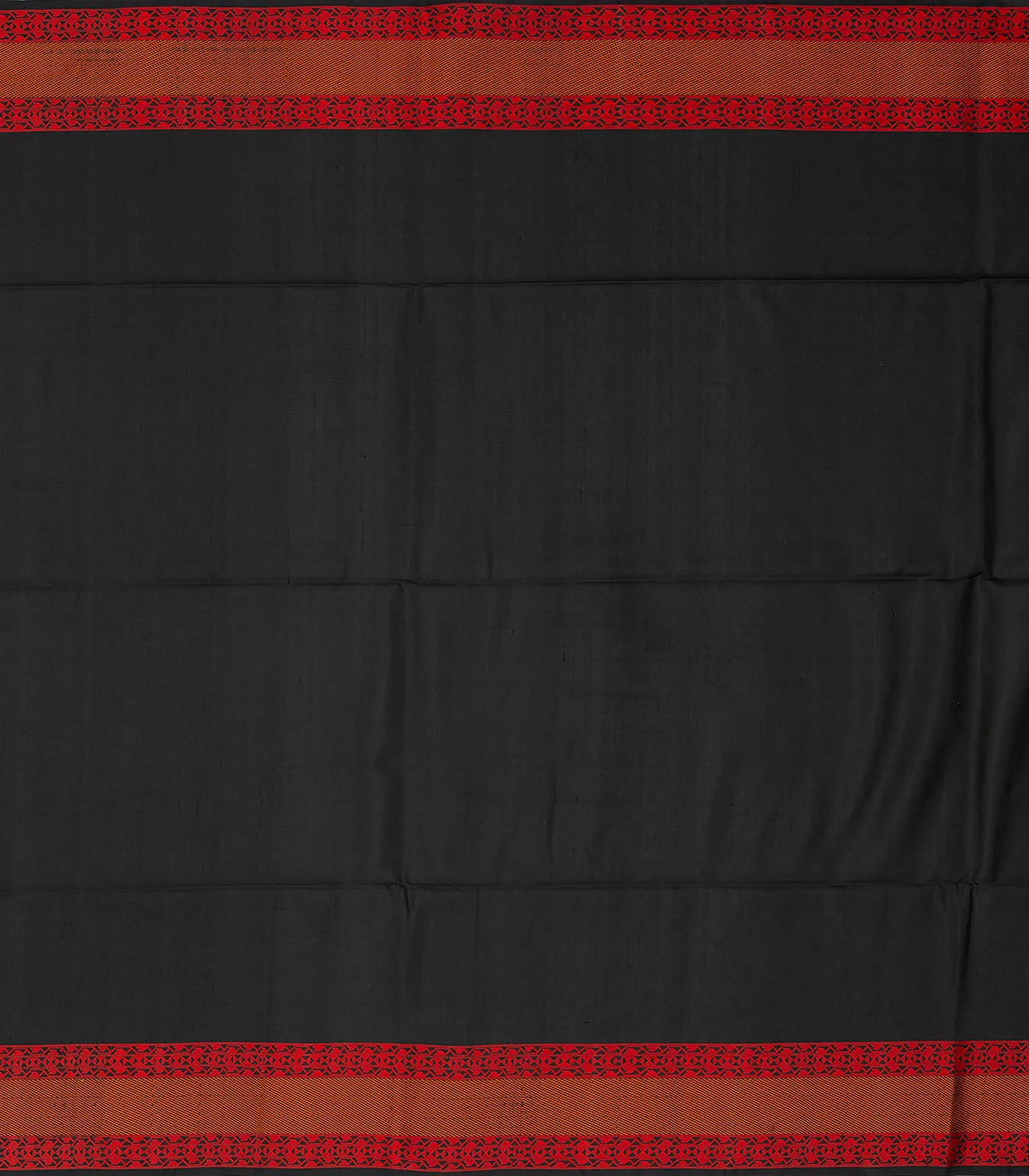 Black Handloom Soft Silk Saree With Geometric Floral Motifs-Black