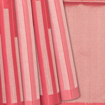 Baby Pink Handloom Soft Silk Saree With Stripes-Baby Pink