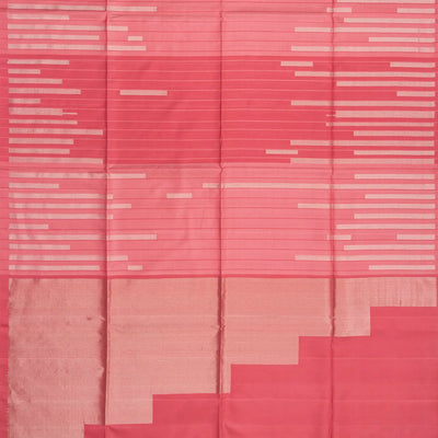 Baby Pink Handloom Soft Silk Saree With Stripes-Baby Pink