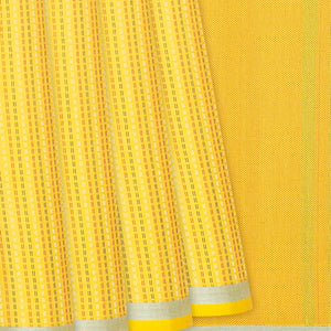 Yellow Handloom Soft Silk Saree With Dotted Stripes-Yellow