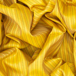 Yellow Handloom Soft Silk Saree With Dotted Stripes-Yellow