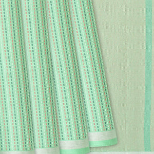 Aquamarine Handloom Soft Silk Saree With Dotted Stripes-Aquamarine