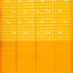 Yellow Handloom Soft Silk Saree With Buttas & Checks-Yellow