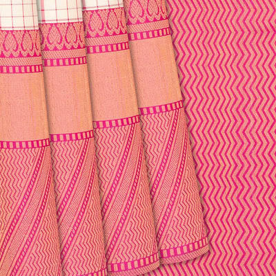 Cream Handloom Soft Silk saree With Checks-Cream