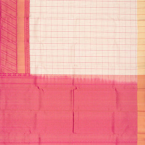 Cream Handloom Soft Silk saree With Checks-Cream