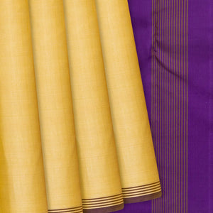 Sandal Handloom Soft Silk saree With Purple Pallu-Sandal