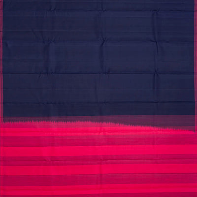 Navy Blue Handloom Soft Silk saree With Pink Pallu-Navy Blue