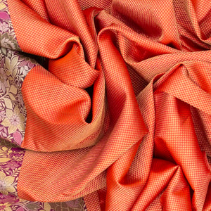 Peach Handloom Soft Silk saree With Floral Motifs-Peach