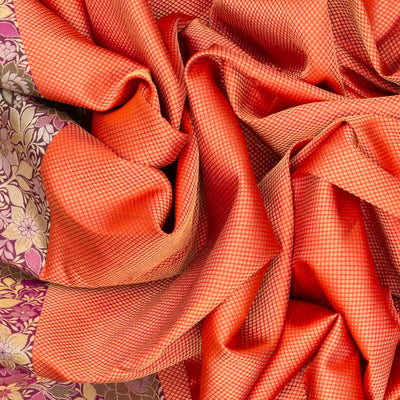 Peach Handloom Soft Silk saree With Floral Motifs-Peach