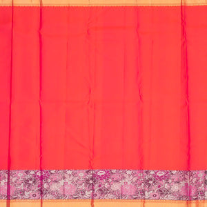 Peach Handloom Soft Silk saree With Floral Motifs-Peach