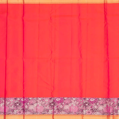Peach Handloom Soft Silk saree With Floral Motifs-Peach
