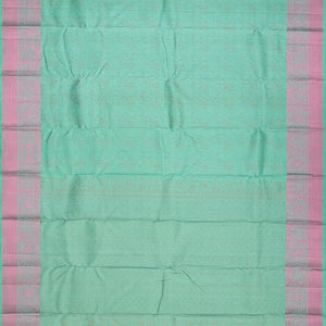 Aquamrine Handloom Soft Silk saree With Abstract Motifs-Aquamarine