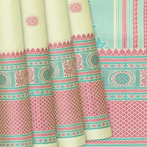 Light Green Handloom Soft Silk Saree With Kamalam Buttas-Light Green