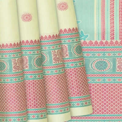 Light Green Handloom Soft Silk Saree With Kamalam Buttas-Light Green