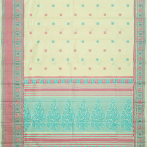 Light Green Handloom Soft Silk Saree With Kamalam Buttas-Light Green