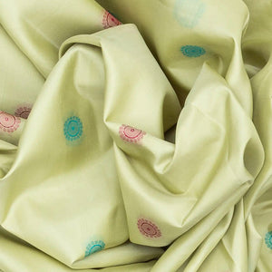 Light Green Handloom Soft Silk Saree With Kamalam Buttas-Light Green