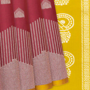 Maroon Handloom Soft Silk Saree With Temple Buttas-Maroon