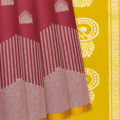Maroon Handloom Soft Silk Saree With Temple Buttas-Maroon