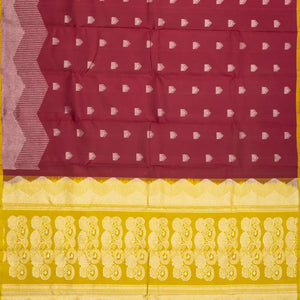 Maroon Handloom Soft Silk Saree With Temple Buttas-Maroon