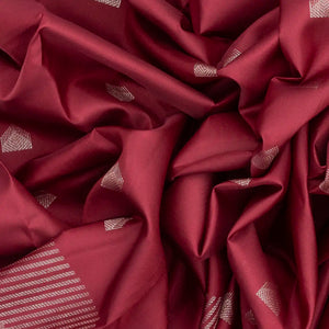 Maroon Handloom Soft Silk Saree With Temple Buttas-Maroon