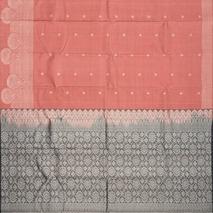 Peach Handloom Soft Silk Saree With Floral Buttas-Peach