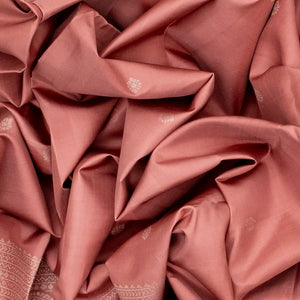 Peach Handloom Soft Silk Saree With Floral Buttas-Peach
