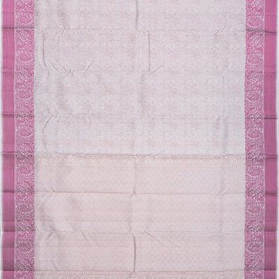 Off White Handloom Soft Silk Saree With Peacock Motifs-Off White