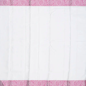 Off White Handloom Soft Silk Saree With Peacock Motifs-Off White