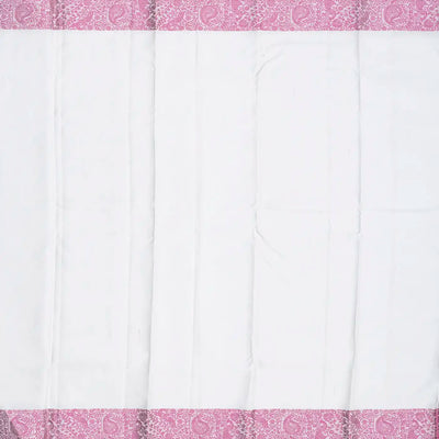 Off White Handloom Soft Silk Saree With Peacock Motifs-Off White