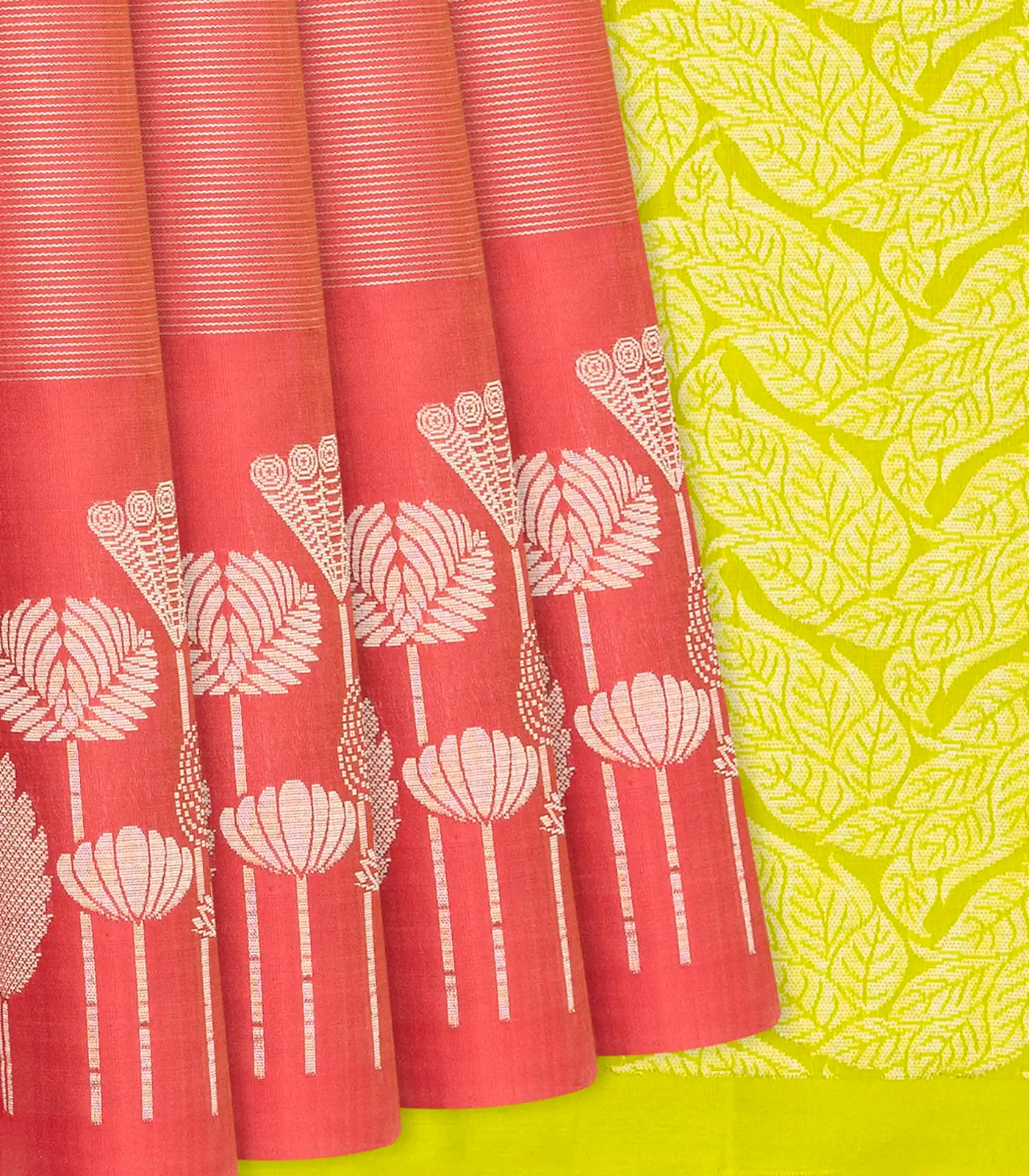 Peach Handloom Soft Silk Saree With Zari Stripes-Peach