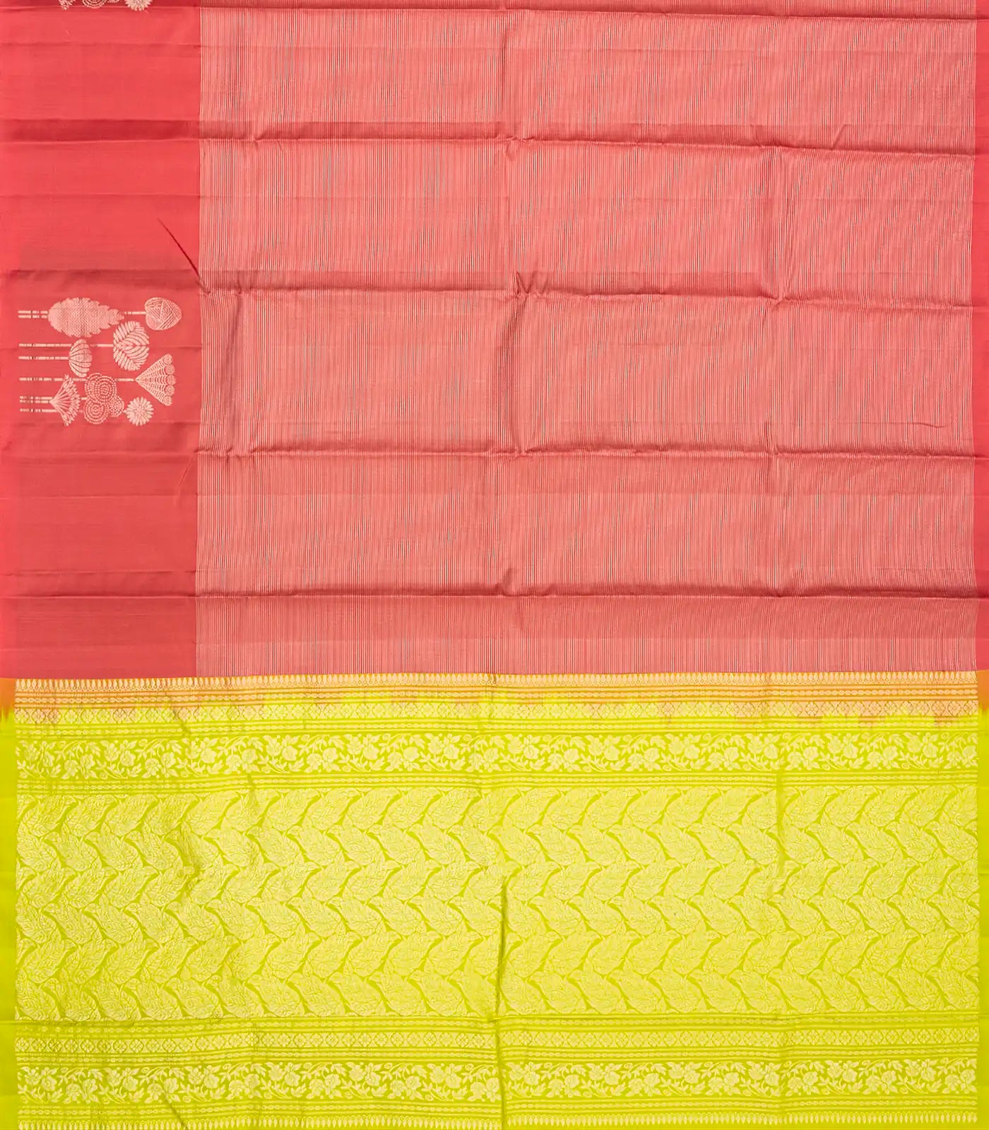 Peach Handloom Soft Silk Saree With Zari Stripes-Peach