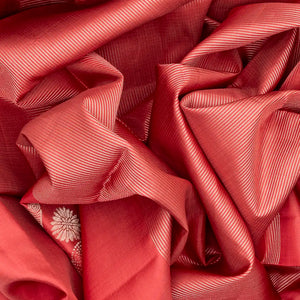 Peach Handloom Soft Silk Saree With Zari Stripes-Peach