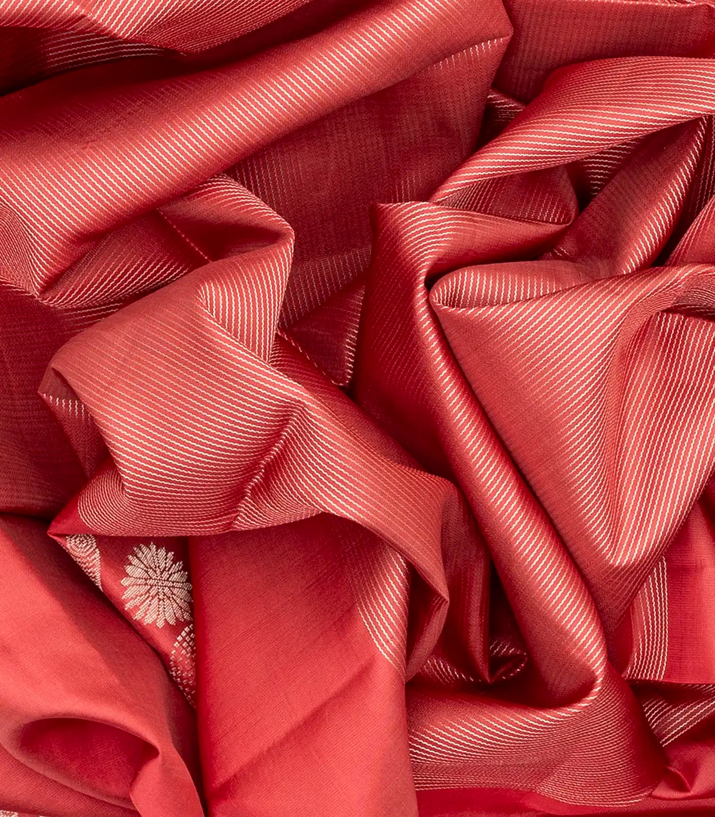 Peach Handloom Soft Silk Saree With Zari Stripes-Peach