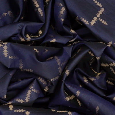 Midnight Blue Handloom Soft Silk Saree With Triangle Motifs-Midnight Blue