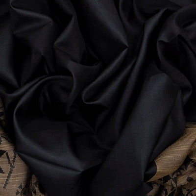 Black Handloom Soft Silk Saree With Tribal Motifs-Black