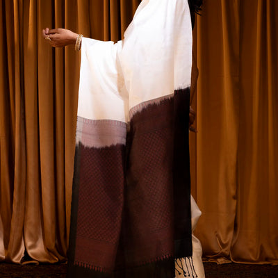 White Handloom Soft Silk Saree With Floral Buttas-White