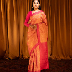 Oil Mustard Handloom Soft Silk Saree With Bird Motifs-OIL MUSTARD